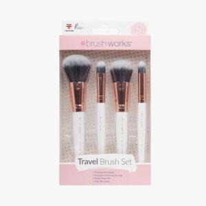 White & Gold Travel Makeup Brush Set