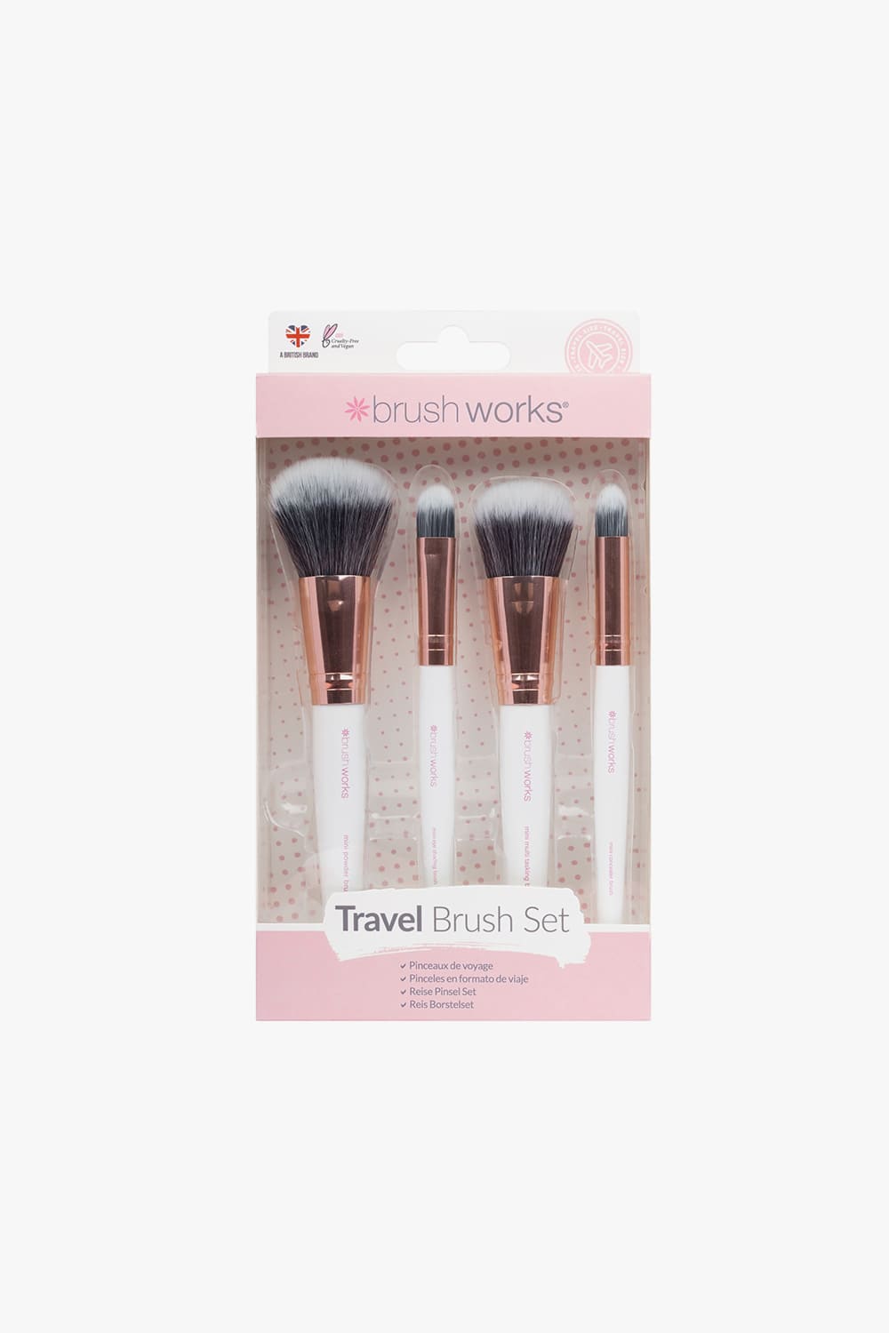 White & Gold Travel Makeup Brush Set
