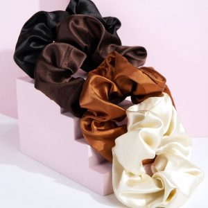 Nude Satin Scrunchies (Pack Of 4)