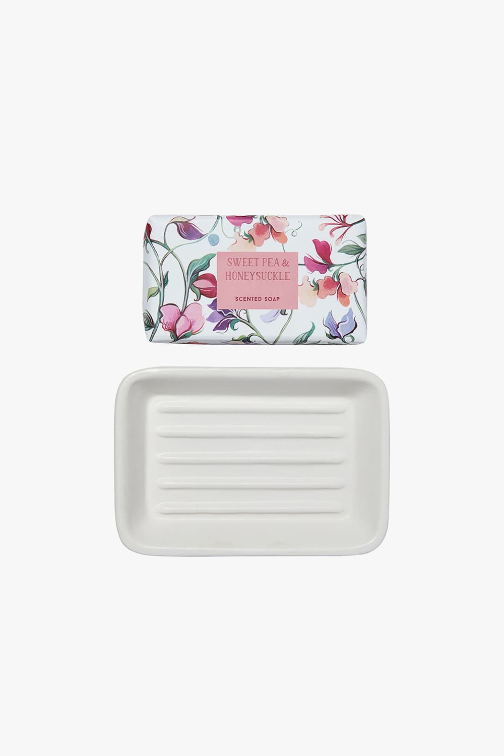Sweet Pea & Honeysuckle 150g Scented Soap In Dish - Image 2